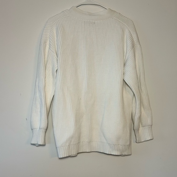 Quince (S) Ivory White Organic Cotton Cozy Oversized Knit Open Front Cardigan - Picture 5 of 7